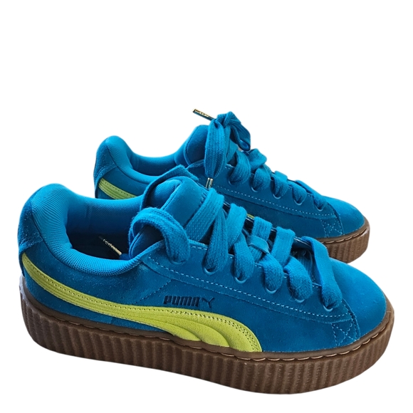 NWOT Puma 8.5  Blue and Neon Green Sneakers - Picture 8 of 9